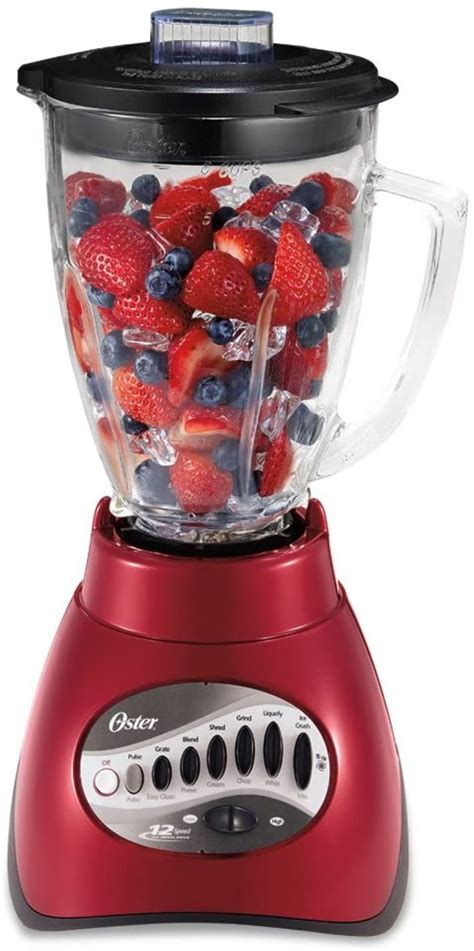 Oster 6844 6 Cup Glass Jar 12 Speed Blender Metallic Red