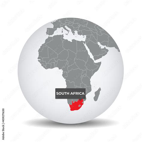 World Globe Map With The Identication Of South Africa Map Of South