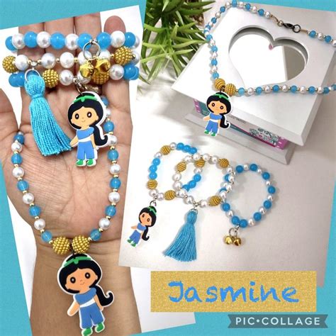 Kit Colar E Pulseiras Infantil Tema Jasmine Mi Angas Pulseiras