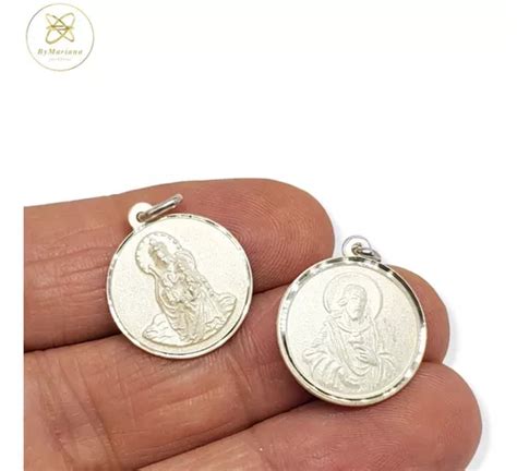 Dije Plata Escapulario Virgen Del Carmen Y Sagrado Corazon En Venta En