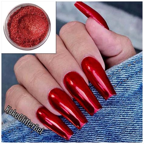 Hot Red Chrome Nails Red Chrome Nails Chrome Nails Gel Nails