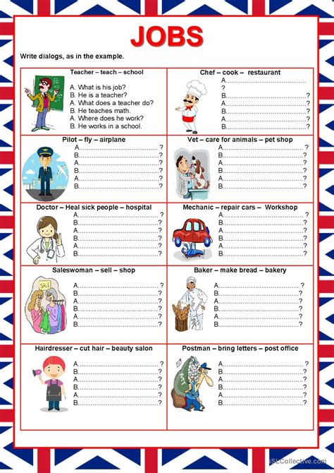 Mini Dialogues Jobs English Esl Worksheets Pdf And Doc