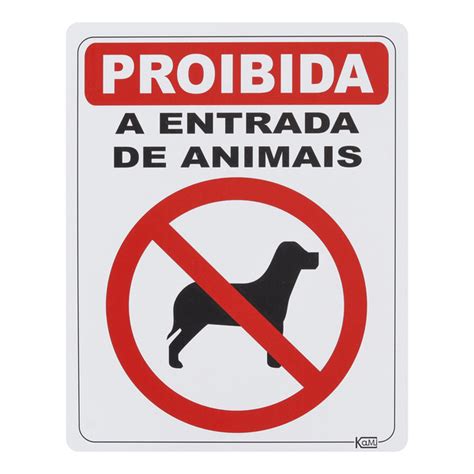 Placa Proibido Animais Pl Stico X Cm Leroy Merlin