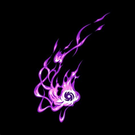 Premium Vector | Magic purple fire cartoon anime