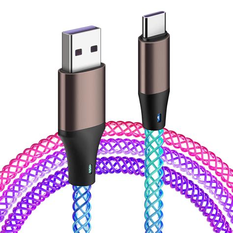 Usb C Cable 6 6ft Glowing Charging Cable Fast Usb A To Usb C Charger Cord Light Up Usb Type C