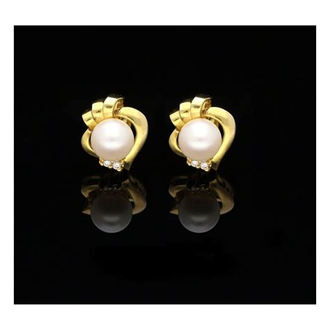 Secondhand 18ct Yellow Gold Pearl And Diamond Earrings Miltons Diamonds