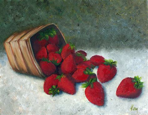 Still Life Painting Strawberry Painting Basket Of