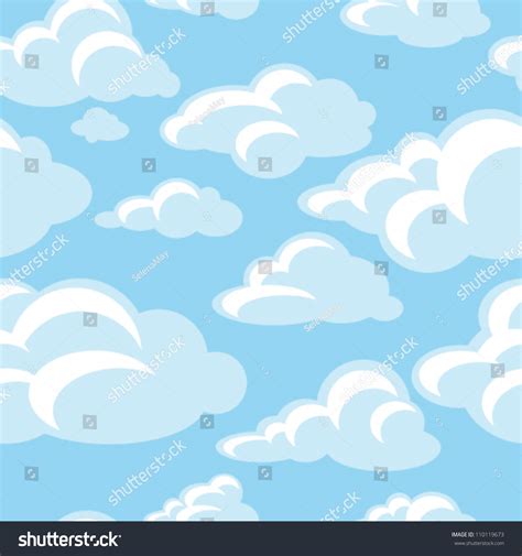 Blue Sky Clouds Seamless Pattern Stock Vector Royalty Free