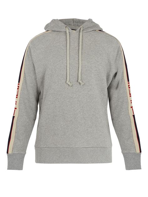 Lyst Gucci Logo Jacquard Hooded Cotton Sweatshirt In Gray For Men