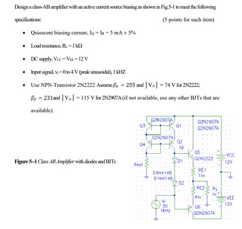 Design A Class Ab Amplifier With An Active Curment