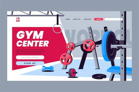 Free Vector Hand Drawn Fitness Center Landing Page Template