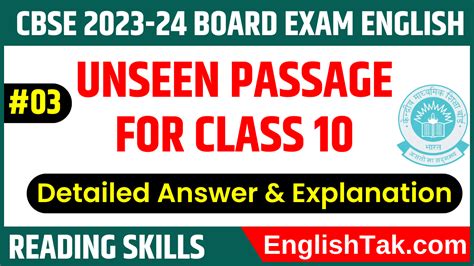 Unseen Passage For Class 10 With Answer Cbse Board 2023 24