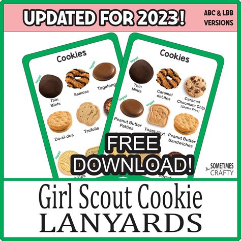 Free Lbb And Abc Girl Scout Cookie Card Lanyard Printables Sometimes Crafty