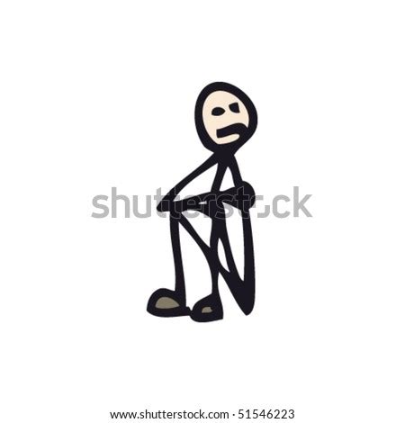 Quirky Drawing Of Sad Stick Man Sitting Stock Vector Illustration 51546223 : Shutterstock