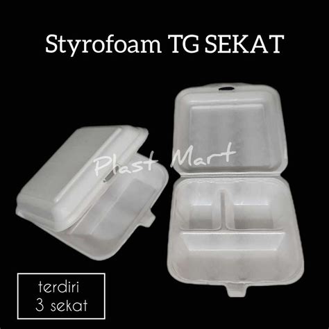 Jual Styrofoam Tg 3 Sekat Gabus Makanan Lunch Box ±100pcs Shopee