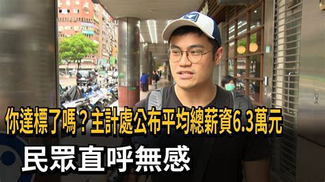 你達標了嗎？主計處公布平均總薪資63萬元 民眾直呼無感－民視新聞 Youtube