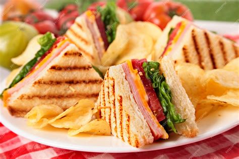 Free Photo Ham And Cheese Club Sandwich On Plate