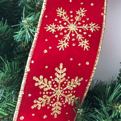 Red And Gold Velvet Christmas Bow Red Velvet And Gold Etsy