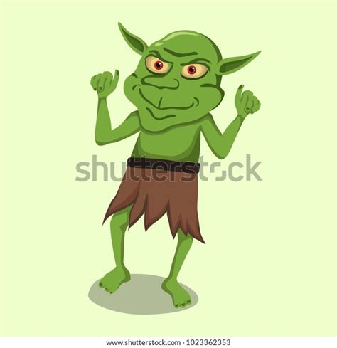 Mischievous Green Goblin Vector Illustration Stock Vector Royalty Free