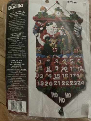 Bucilla Felt Jeweled Must Be Santa Advent Calendar Kit X