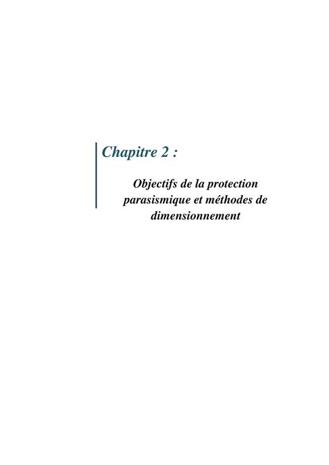 Chapitre Chapitre Objectifs De La Protection Parasismique Et