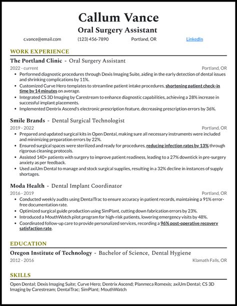 5 Oral Surgery Assistant Resume Examples Made For 2025