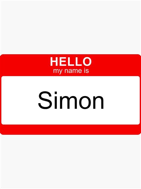 Simon Name Tag Sticker For Sale By Nametagshop Redbubble