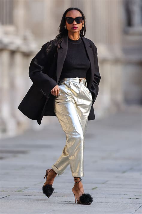 Metallic Leather Straight Leg Pants Ph