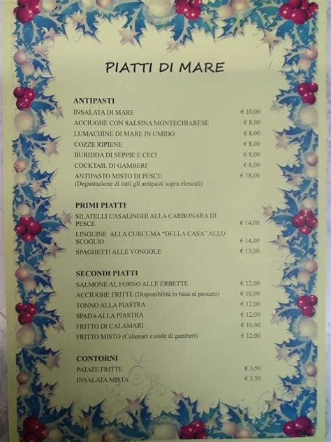 Menu Da Ristorante Vecchia Fornace Montechiaro Piana