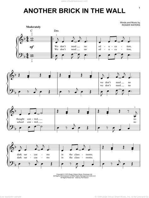 Another Brick In The Wall Sheet Music For Piano Solo Pdf