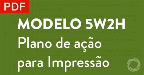 Modelo Plano De Ação 5w2h Em Pdf Para Imprimir Download Grátis