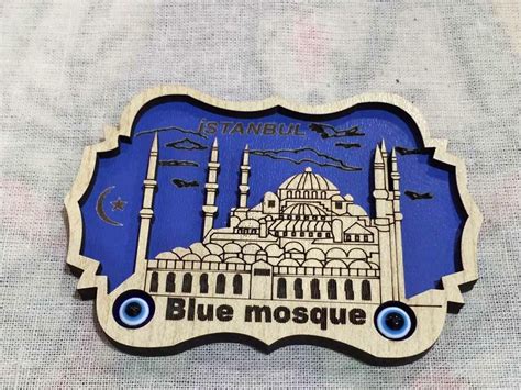 Turkish Souvenir Blue Mosque Souvenir Wooden Fridge Magnet