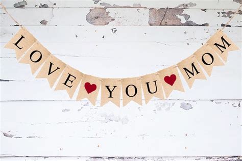 Love You Mom Banner Mothers Day Banner Mothers Day Etsy