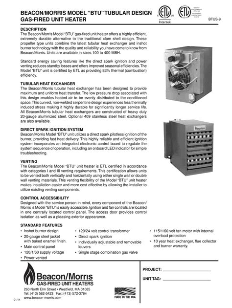 Fillable Online Btu Tubular Design Gas Fired Unit Heater