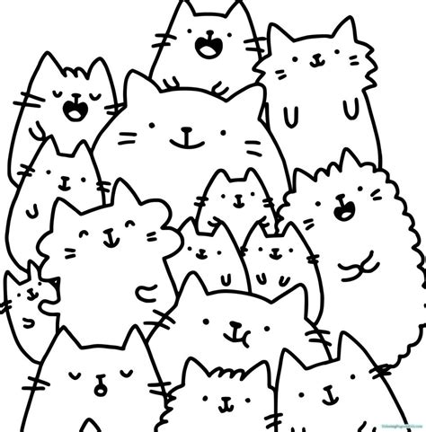 Printable Kawaii Cat Coloring Pages