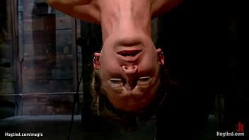 Brunette Slave Maya Woulfe In Inverted Suspension Gets Nipples Bound To