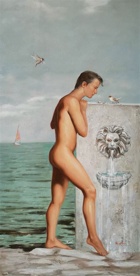Oil Painting Male Nude With Birds Painting By Hongtao Huang Artmajeur