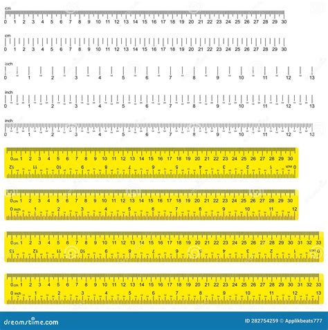 Pollice E Righelli Metrici In Giallo Su Fondo Bianco Centimetri E