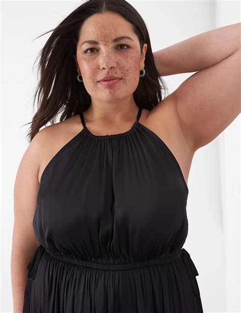 Sleeveless Halter Shirred Detail Ma Lanebryant