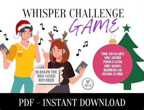 Whisper Challenge Game Printable Digital Print Christmas Party Games