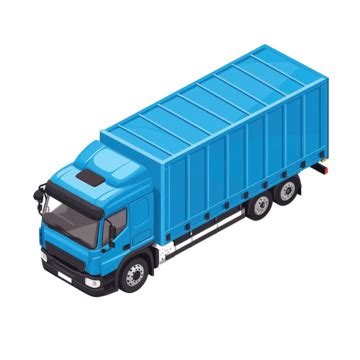 Blue Cargo Truck Transportation In Isometric View Truck Cargo