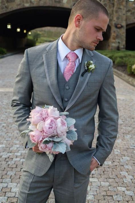 Grey And Pink Wedding Suit