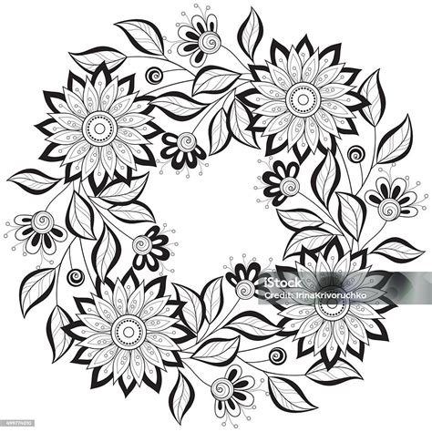 Vector Monochrome Floral Background Stock Illustration Download Image