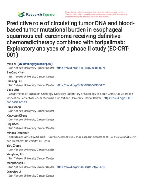 Pdf Predictive Role Of Circulating Tumor Dna And Blood Based Tumor