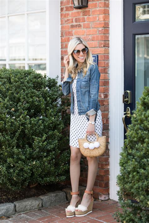 Polka Dot Dress & Denim Jacket - The Glamorous Gal | Everything Fashion