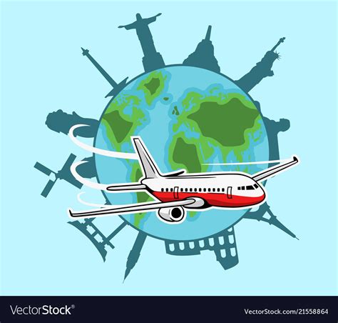 Airplane flying around the world Royalty Free Vector Image