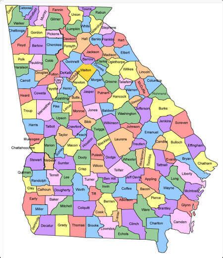 Counties Map Georgia