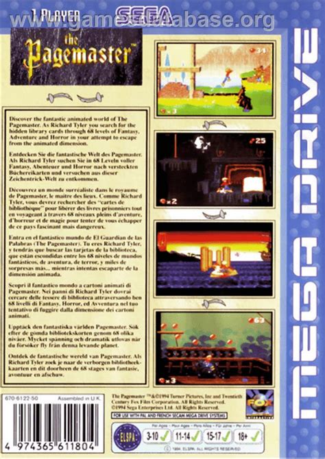 Pagemaster The Sega Genesis Artwork Box Back