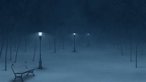 Wallpaper Street Light Night Park Snow Winter Artwork Lantern Blue Wind Atmosphere