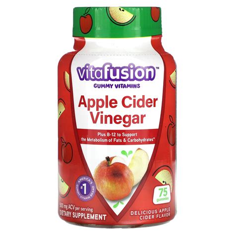 Vitafusion Gummy Vitamins Apple Cider Vinegar 500 Mg 75 Gummies 250 Mg Per Gummy